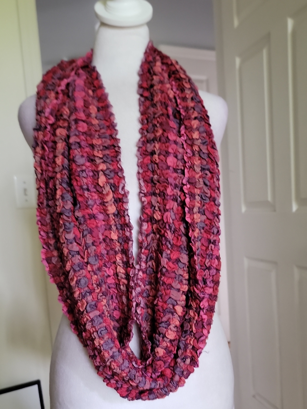 Rising Tide Soft Textured Pink Infinity Scarf